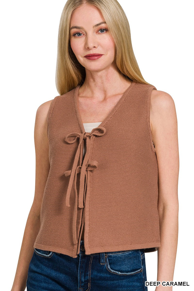 Tie Front Sweater Vest
