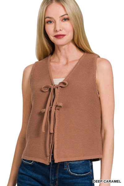 Tie Front Sweater Vest