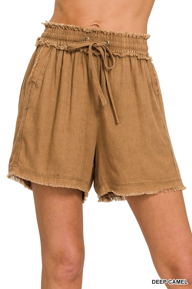 Camel Linen Comfort Shorts