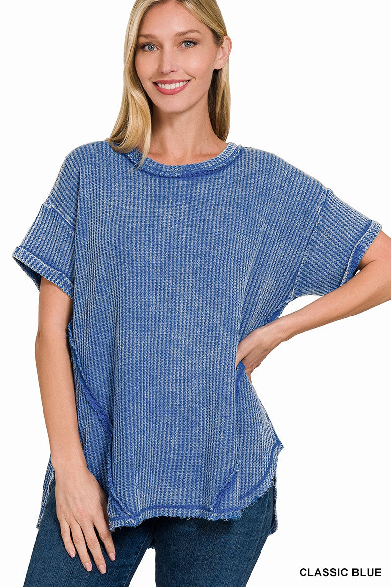 Cotton Classic Blue Waffle knit tee