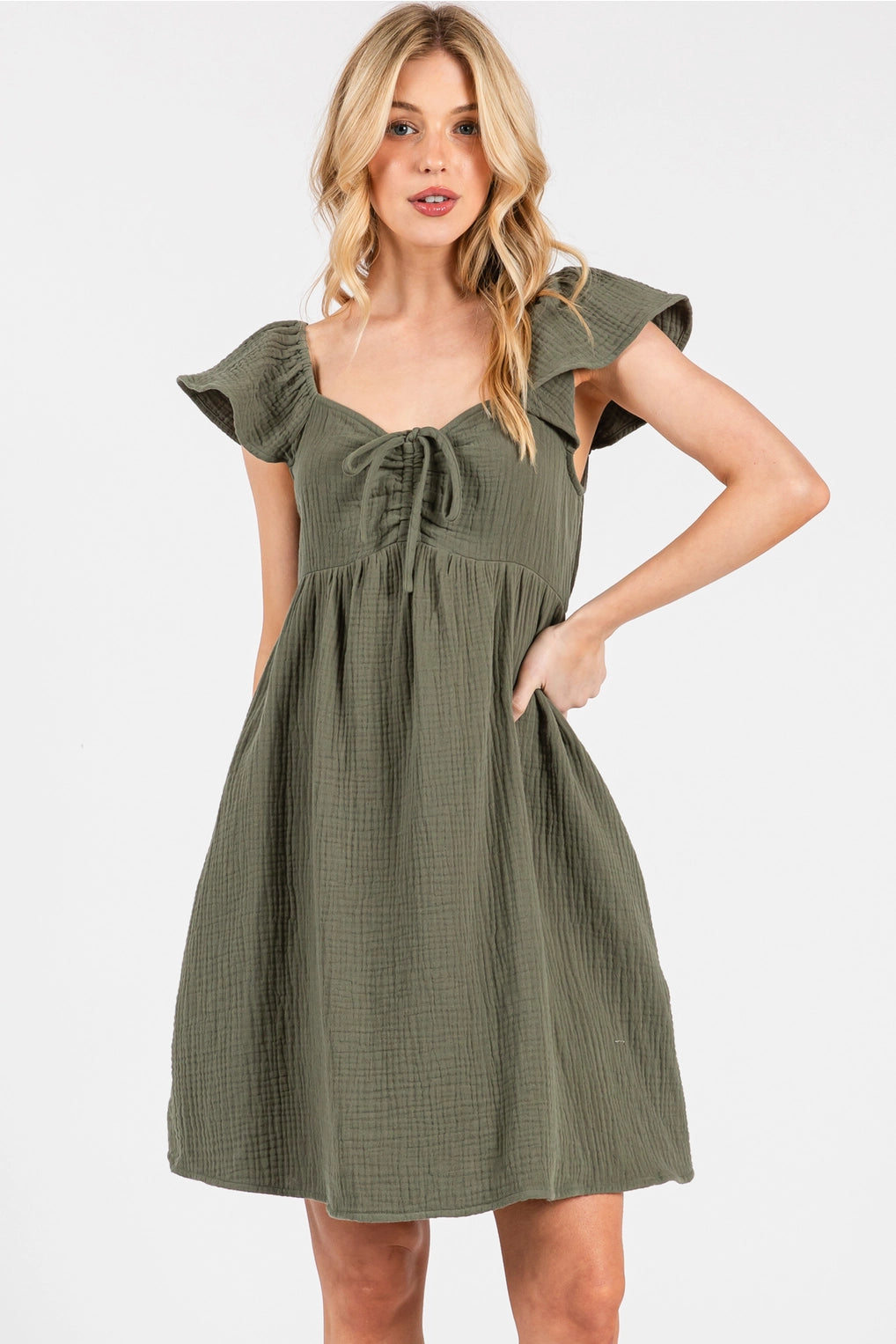Olive Bloom Cotton Sundress