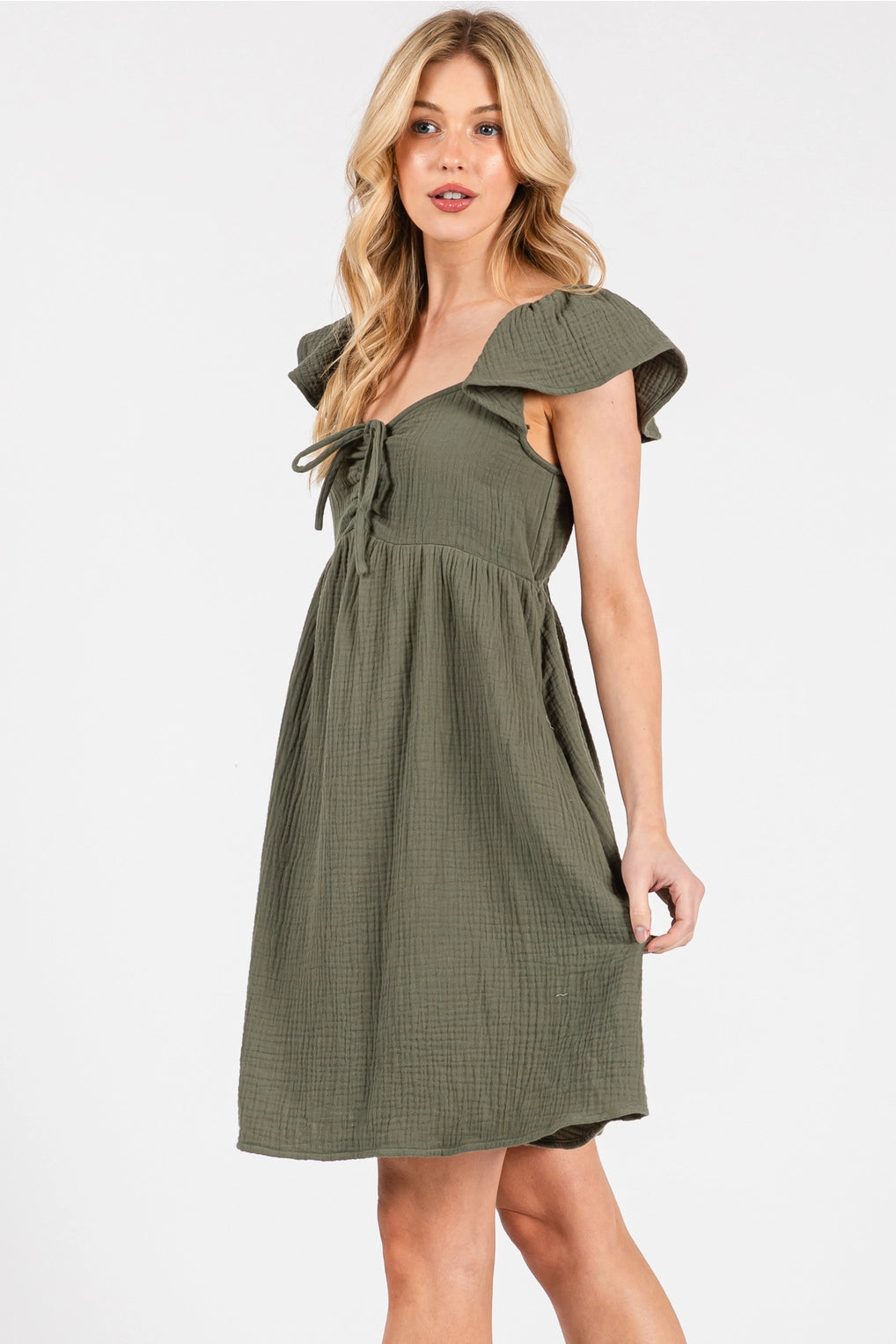 Olive Bloom Cotton Sundress