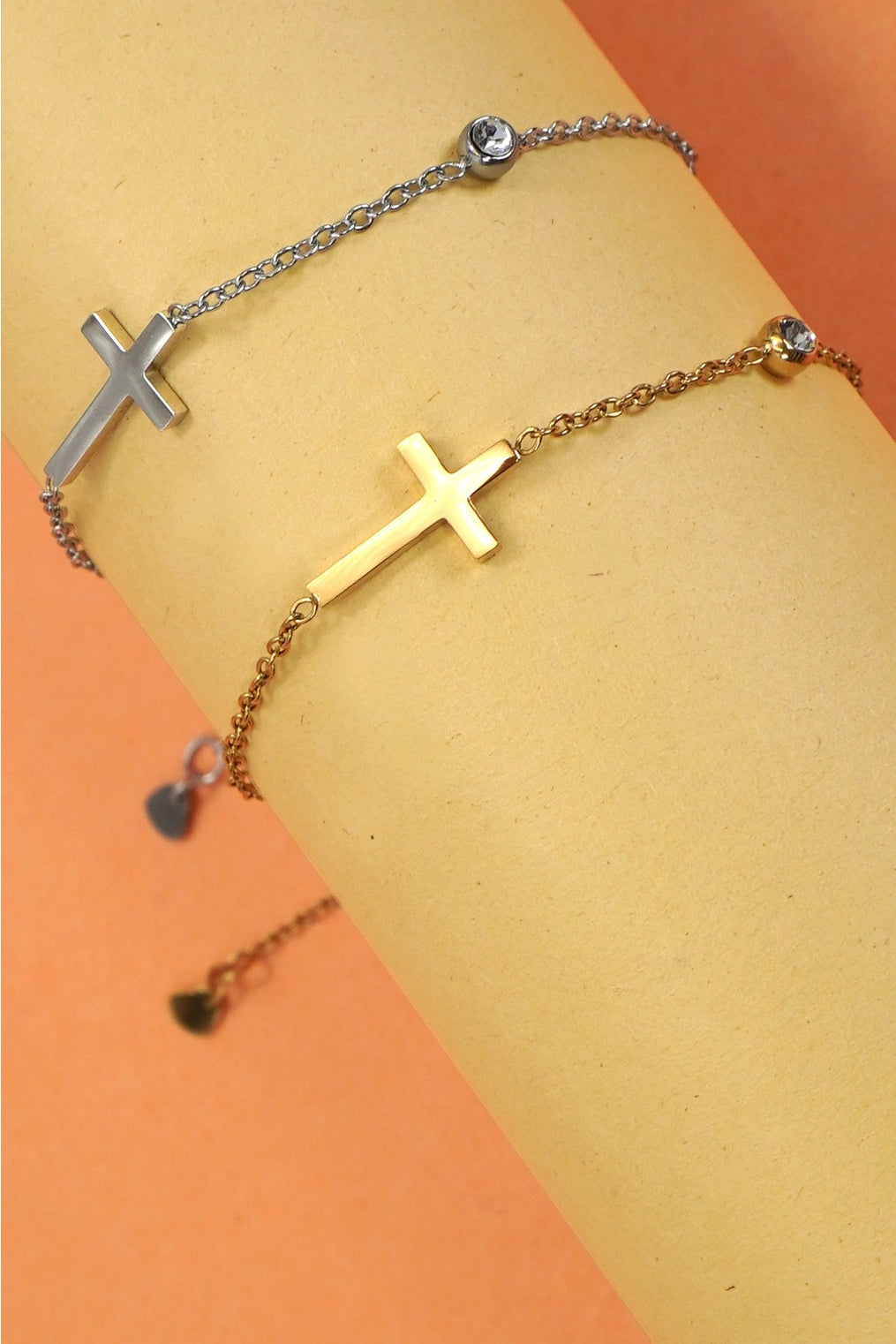 18K Stainless Steel Tarnish Free Cross Bracelet