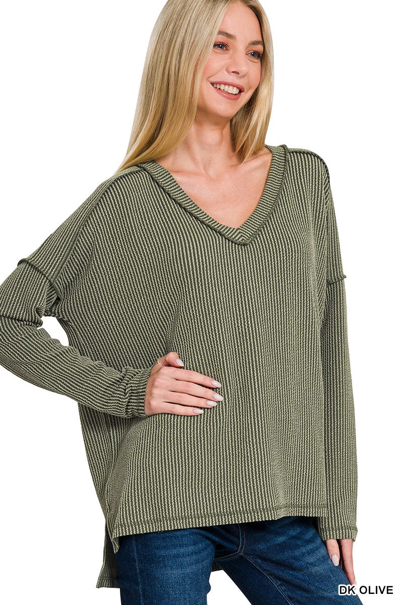 Olive Ribbed Long Sleeve