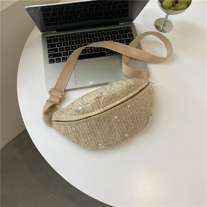 Straw Crossbody Belt Bag
