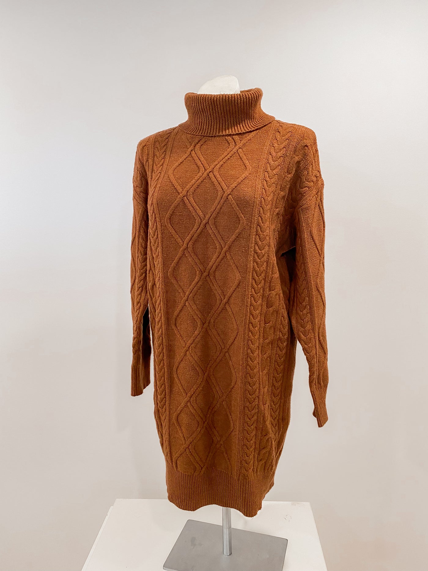 Brown Knit Sweater Dress