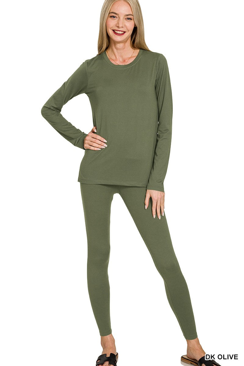 olive fitted lounge top