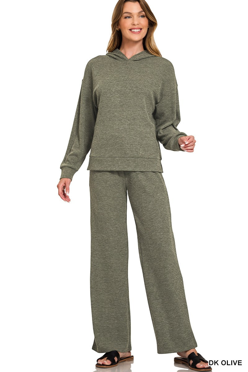Olive Ribbed Lounge Pant