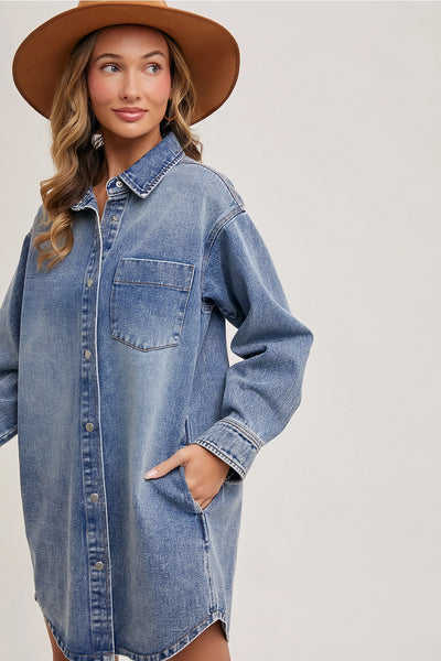 Denim Button Down Jacket Dress