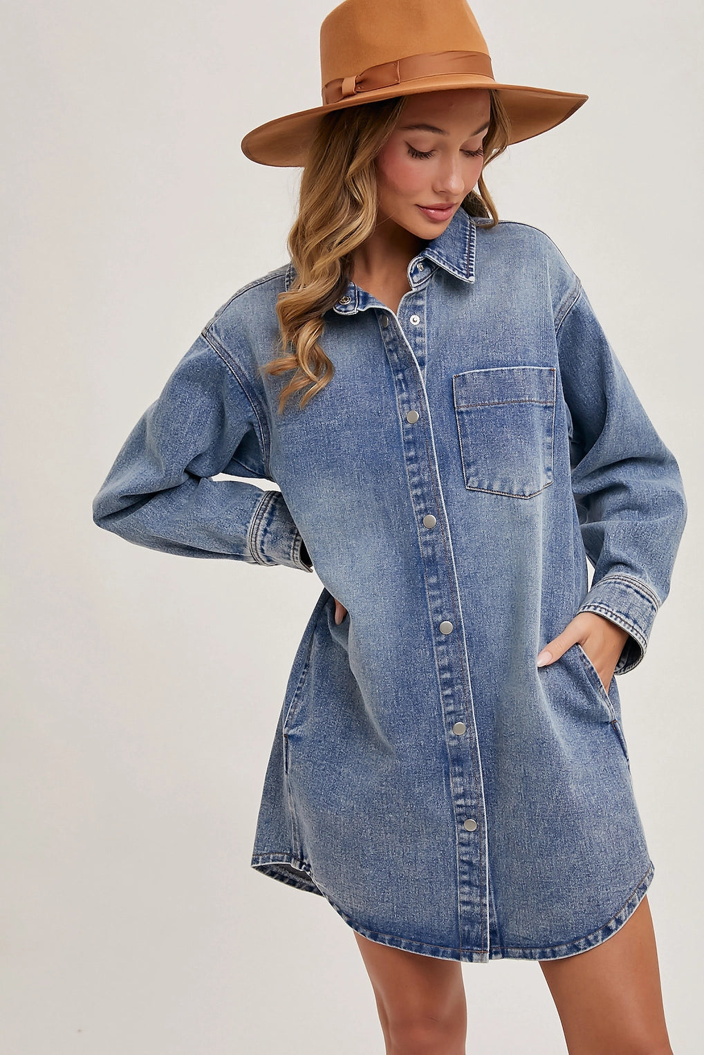 Denim Button Down Jacket Dress