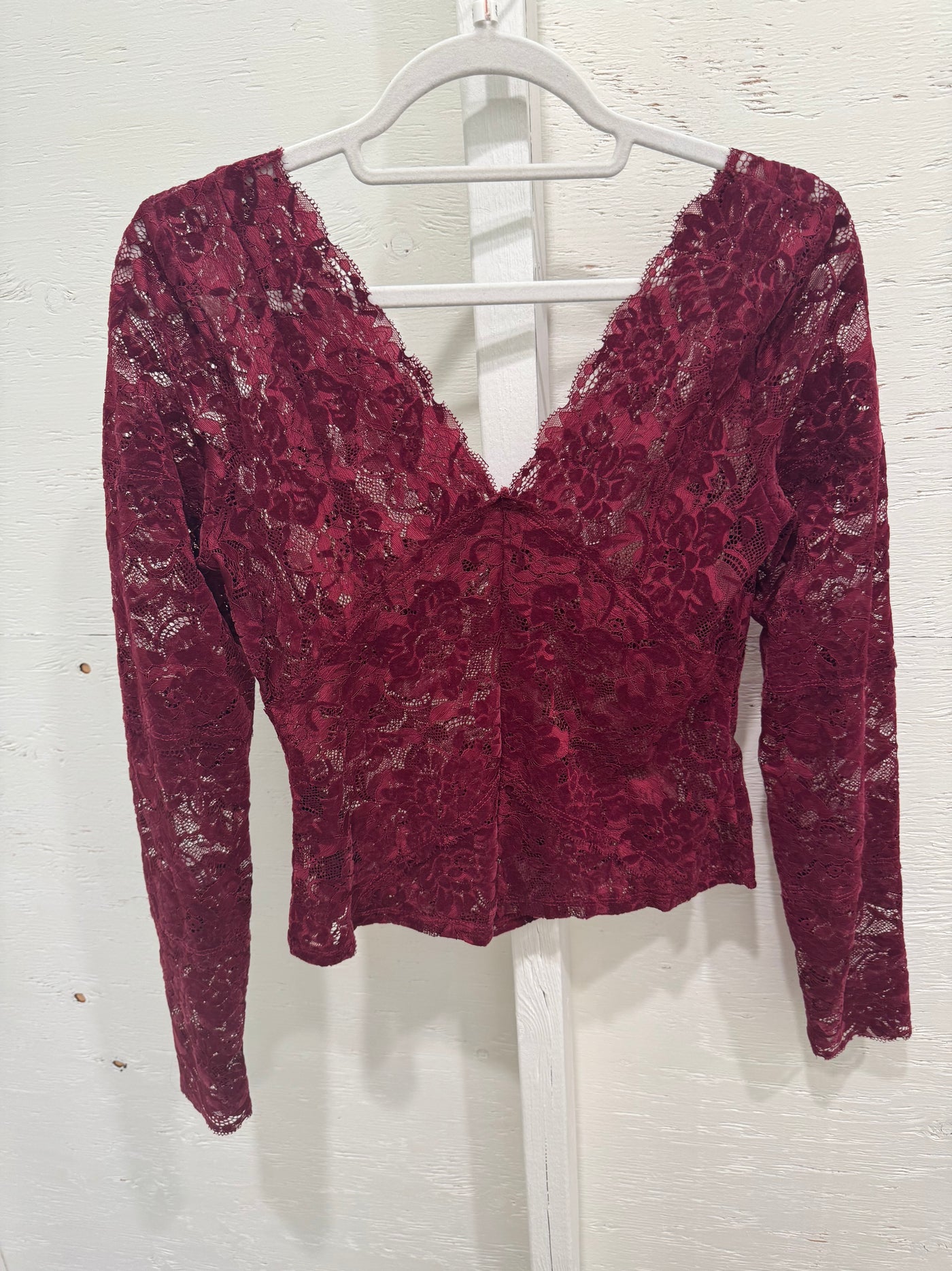 Burgundy lace long sleeve