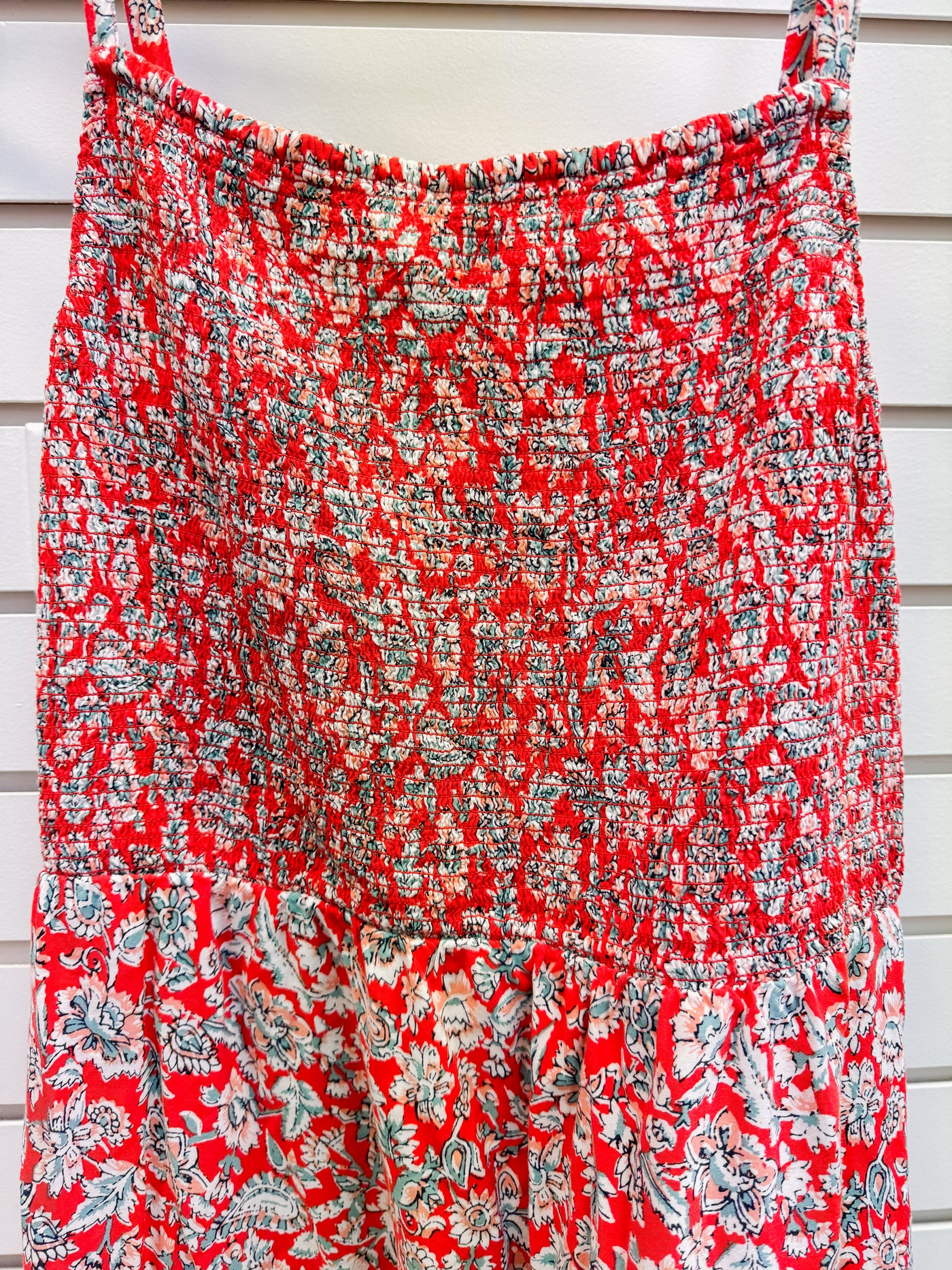 Red floral stretch maxi