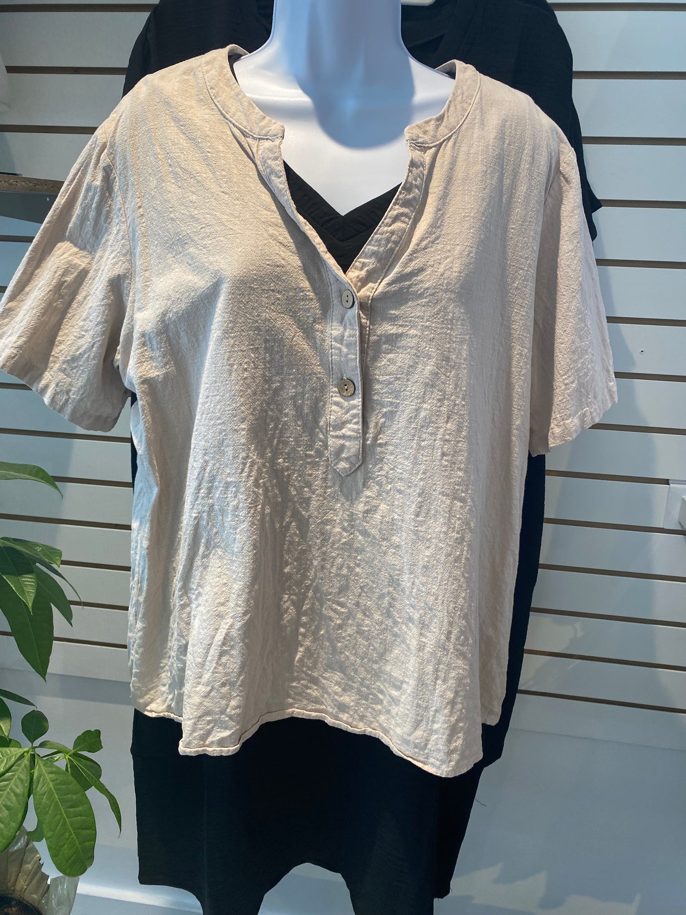 Beige Button Blouse