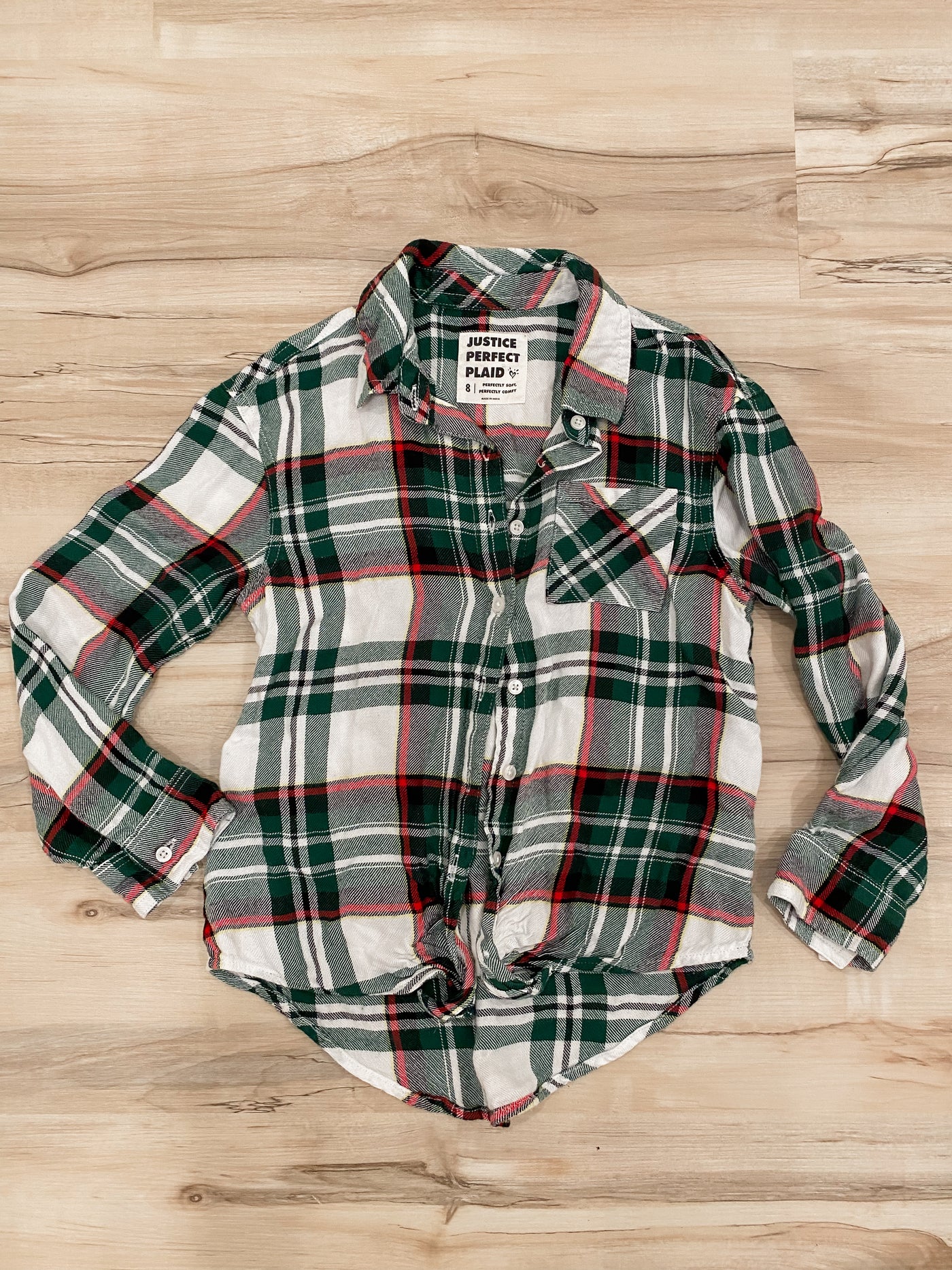 Justice holiday plaid top