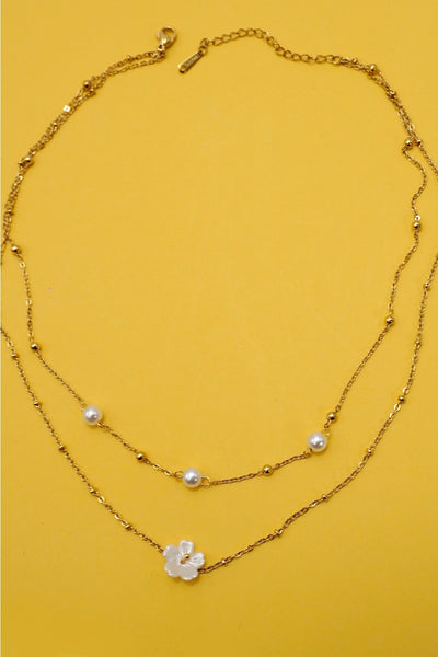 18K Stainless Steel Tarnish Free Floral Necklace