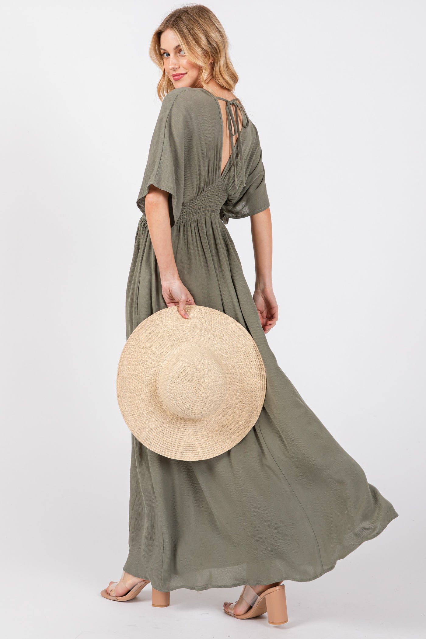 Woven Olive Maxi Dress