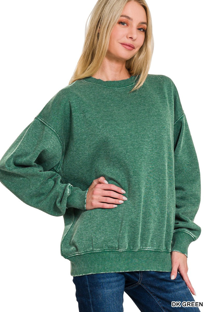 Hunter Green Fleece Crew Neck Sweater