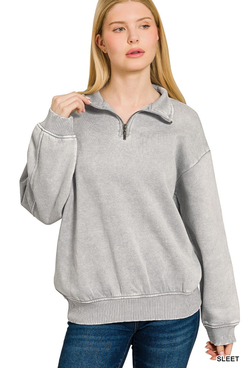 Stone Fleece Zip Up Pullover