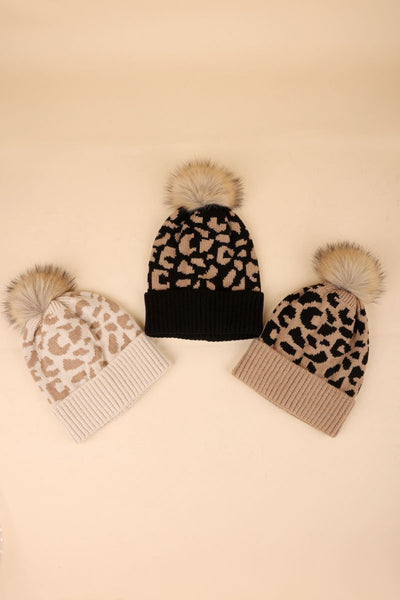 Leopard Pattern Knit Pom