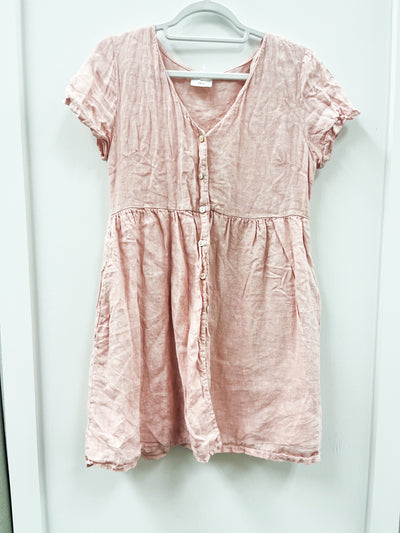 Italian blush pink linen dress