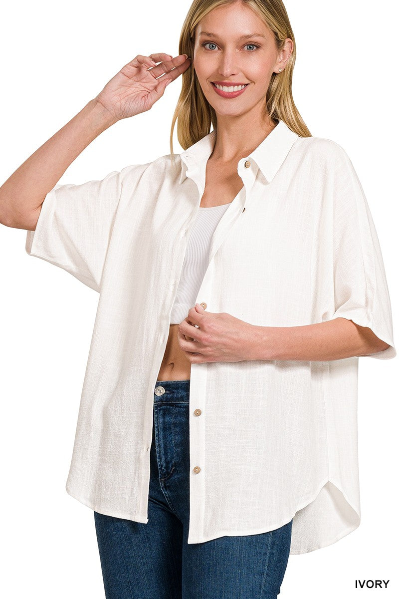 Linen Short Sleeve Button Down