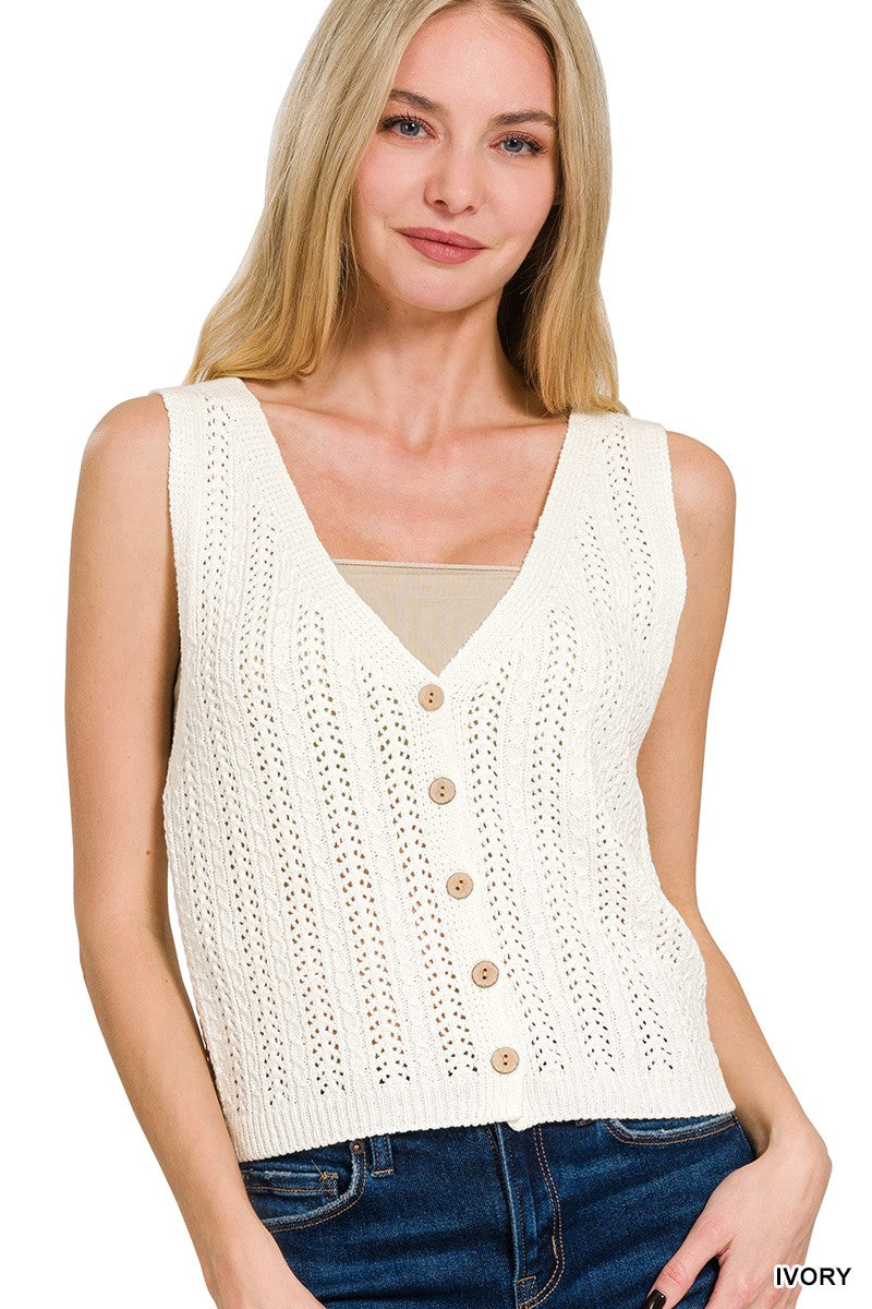 Ivory Crochet Vest