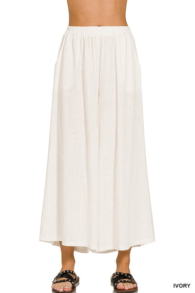 Linen Wide Leg Pants Shorter Inseam