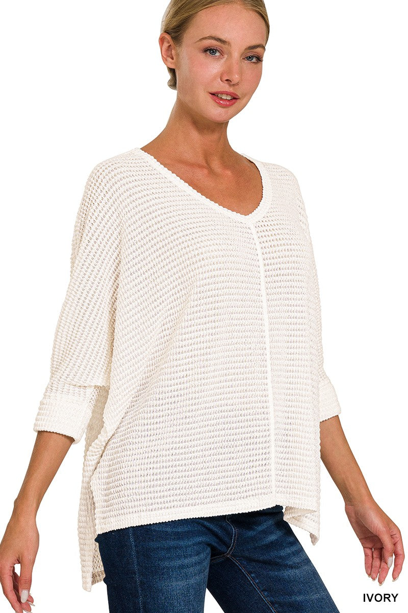 Textured Knit 3/4 Sleeve Top