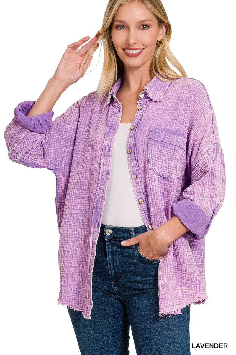 Lavender Cotton Button Down