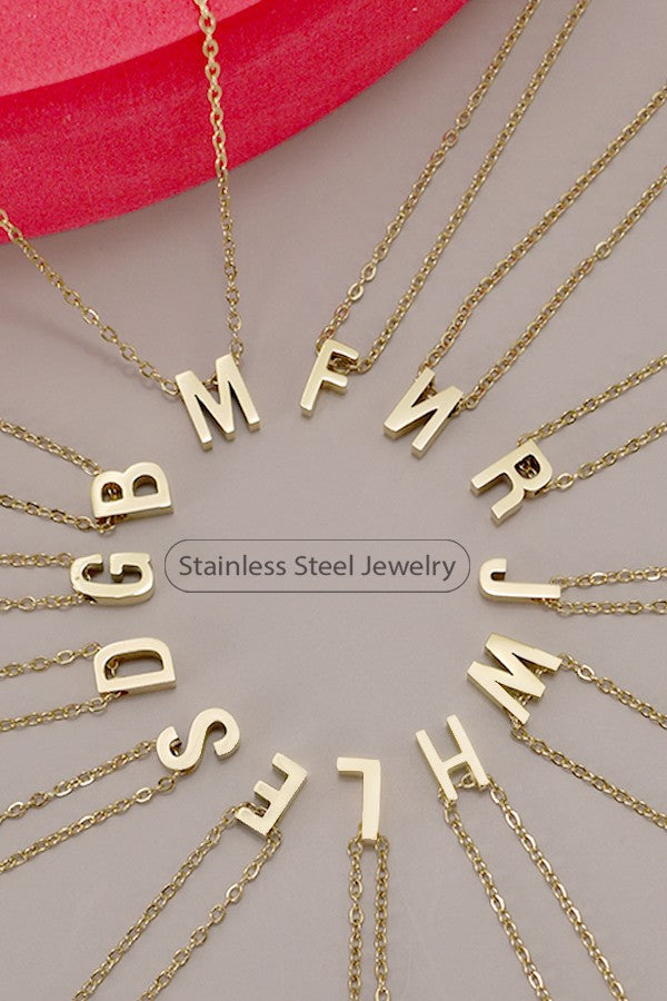 18K Stainless Steel Initial Necklace