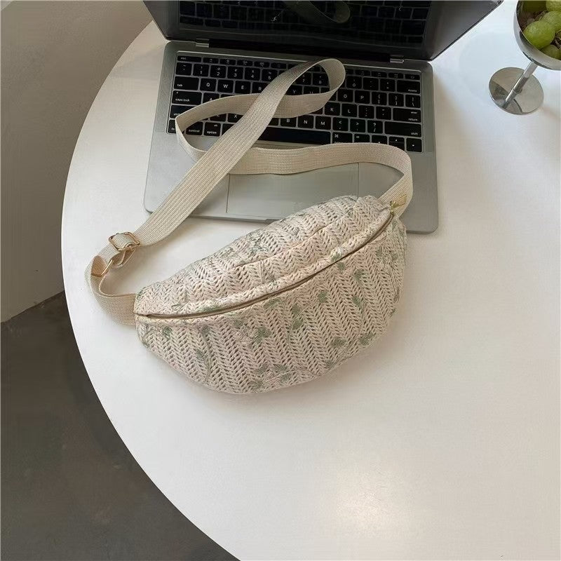 Straw Crossbody Belt Bag