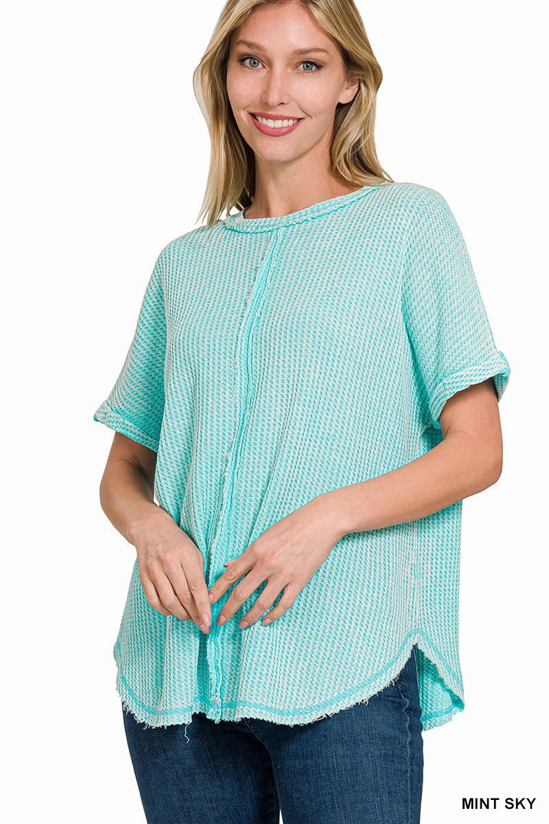 Cotton Mint Waffle Knit Tee