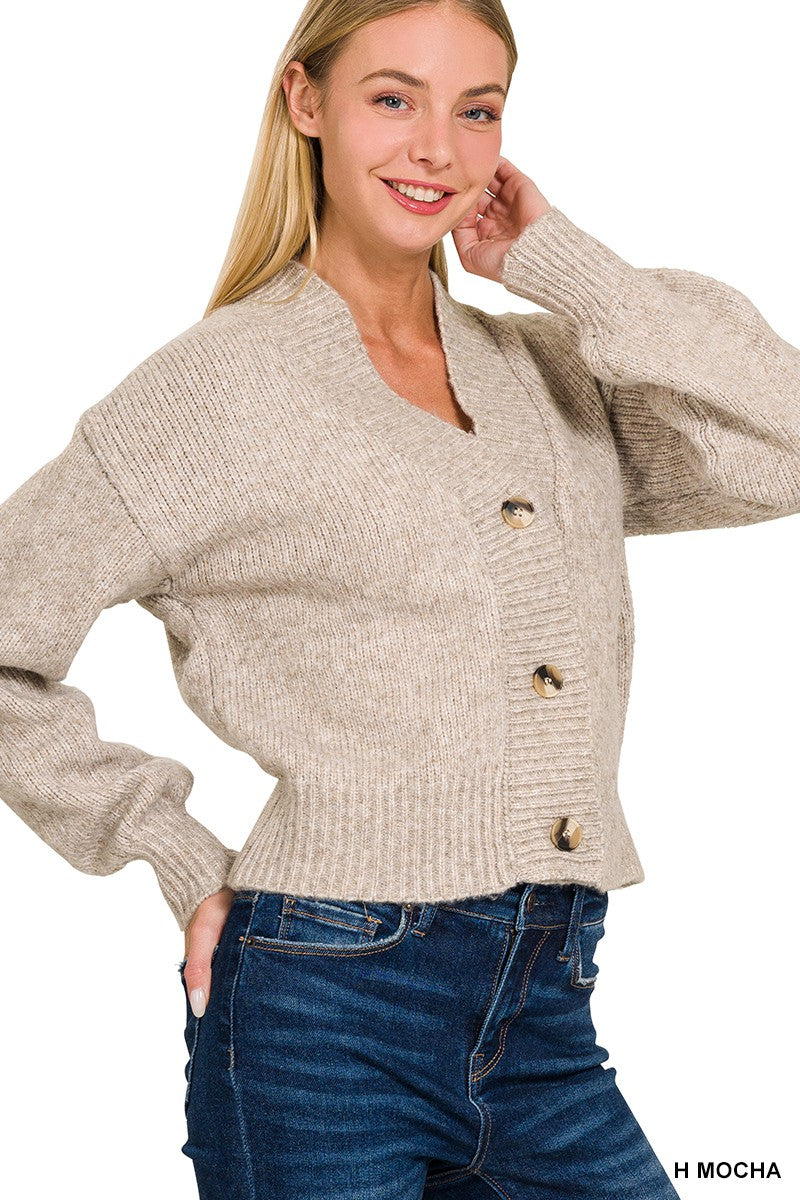 Button Cropped Cardigan