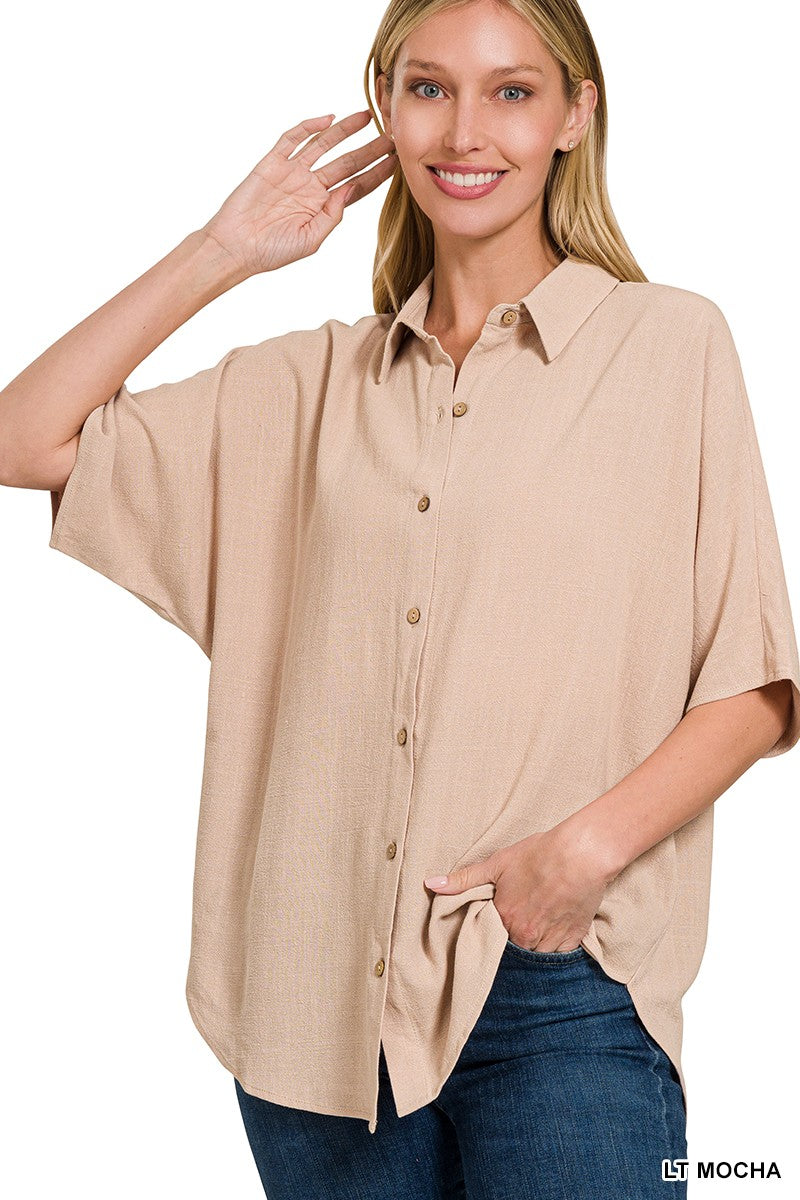 Linen Short Sleeve Button Down