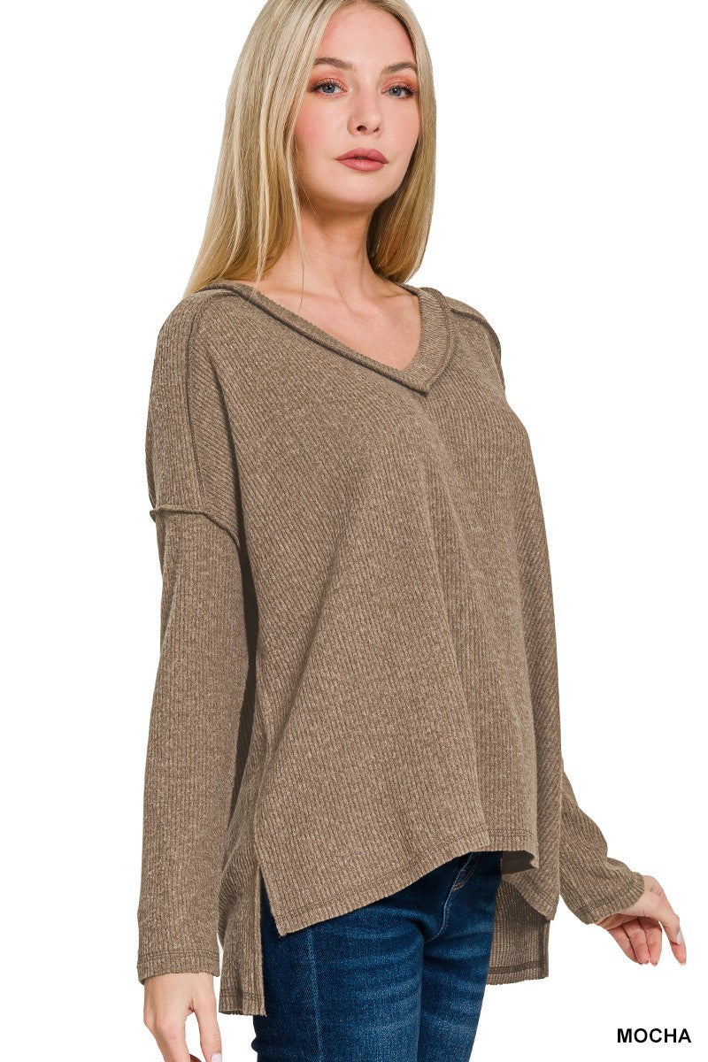 Fleece Mocha V Neck