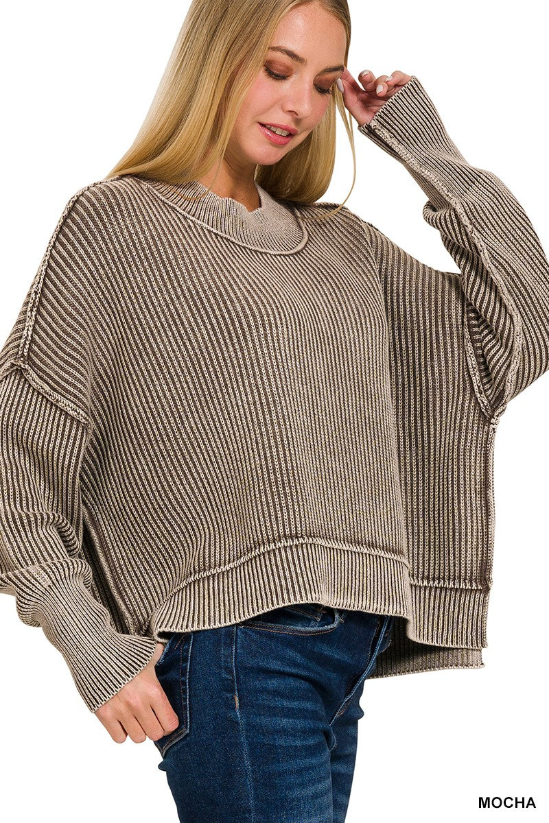 Mocha Cotton Ribbed Sweater