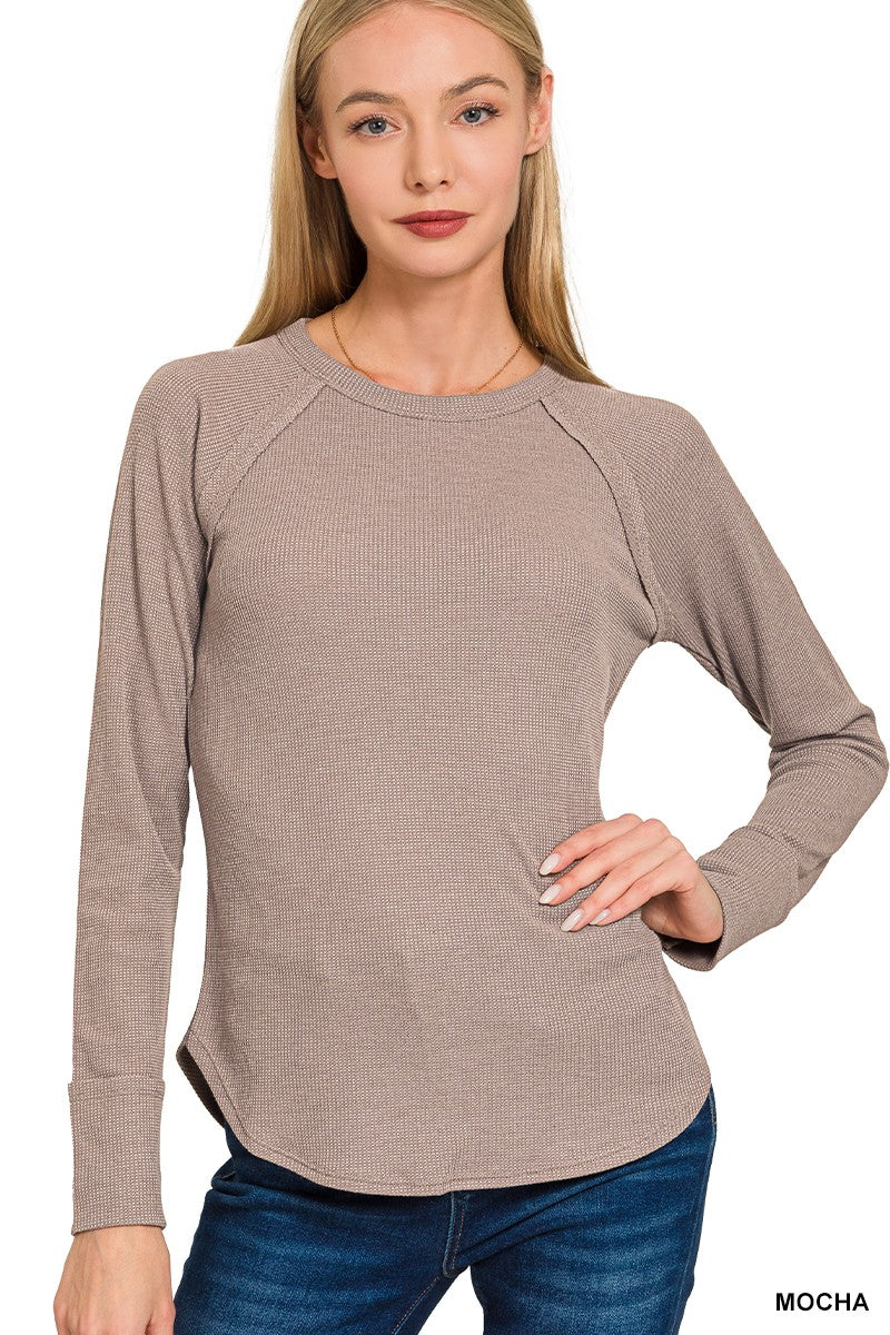 Mocha Waffle Knit Long Sleeve