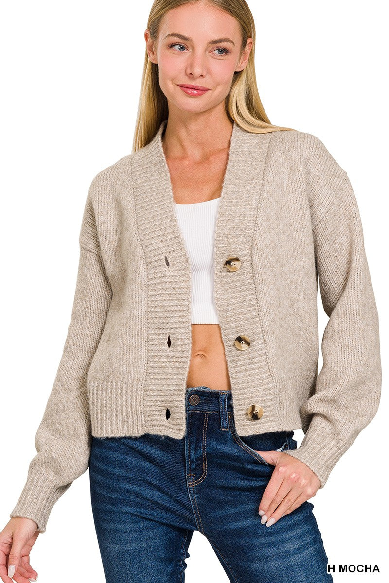 Button Cropped Cardigan