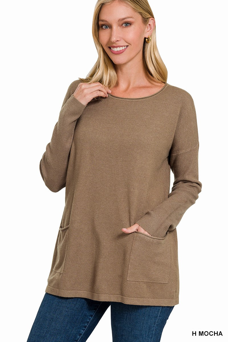 Mocha Front Pocket Sweater