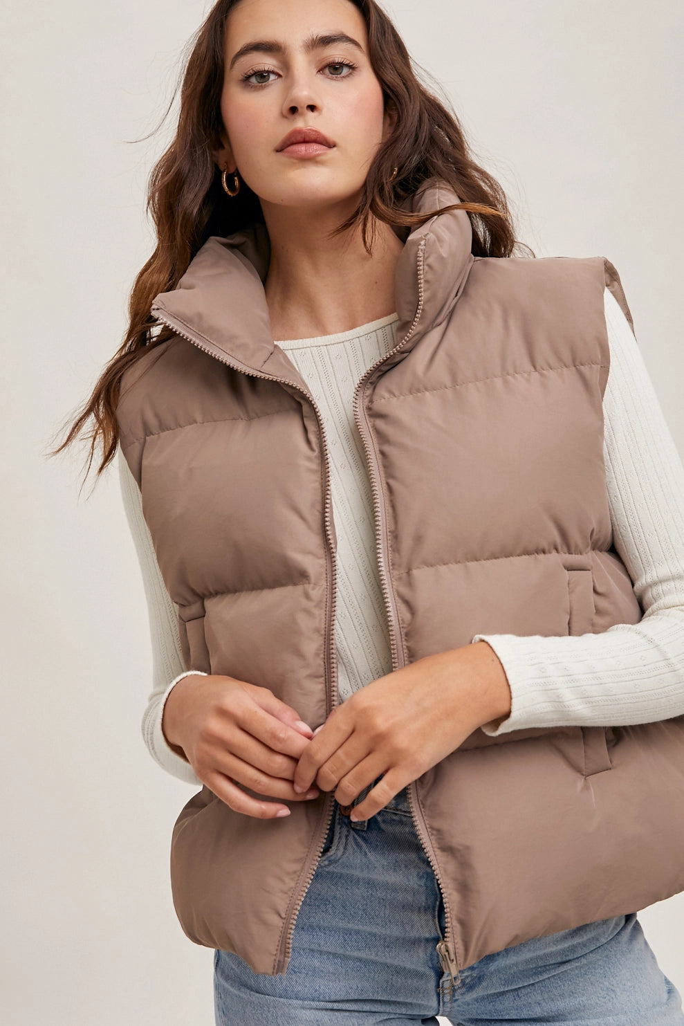 Zipper Front Puffer Vest