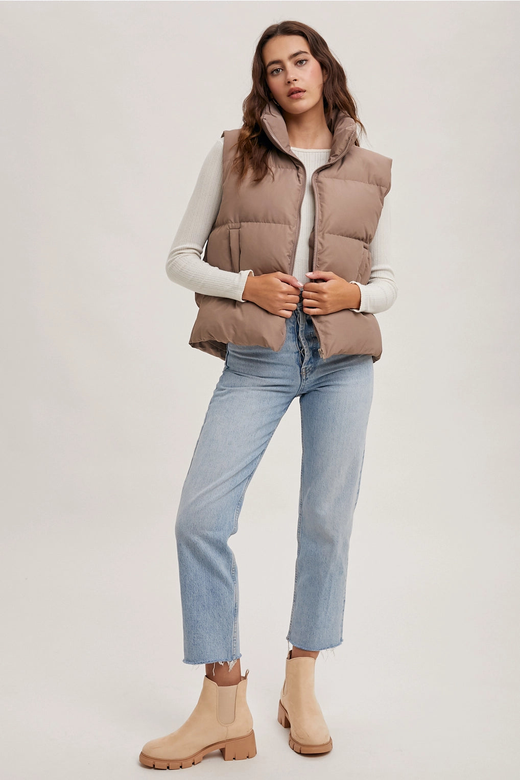 Zipper Front Puffer Vest