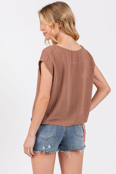 Nutmeg Woven Boxy Top