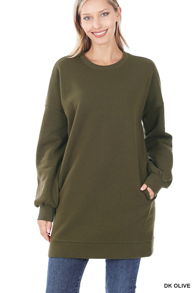 Relaxed Fit Tunic Pocket Sweater
