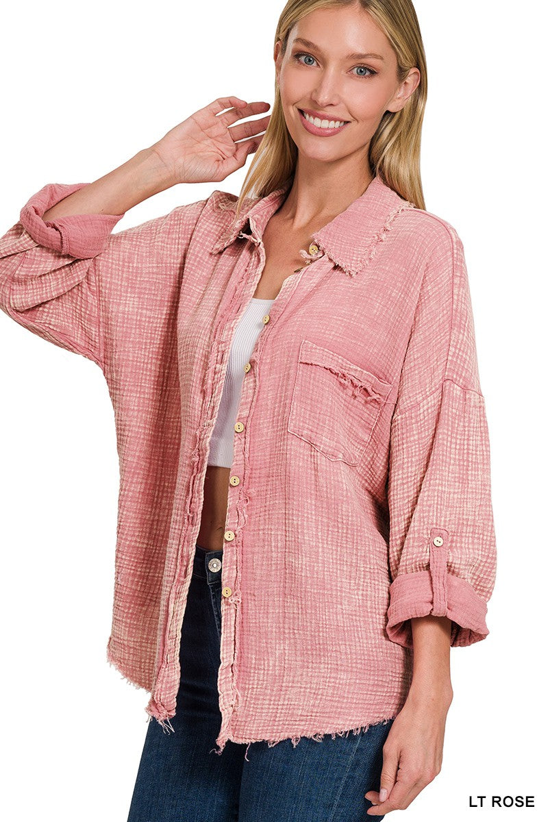 Rose Cotton Button Down