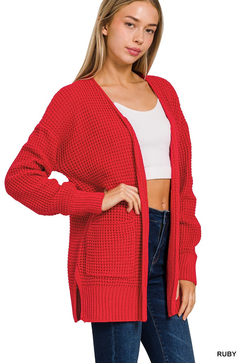 Red Pocket Knit Cardigan