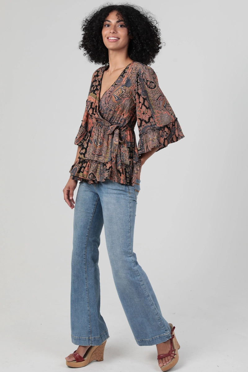 Autumn Spice Wrap Blouse