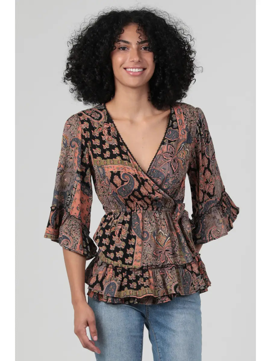 Autumn Spice Wrap Blouse