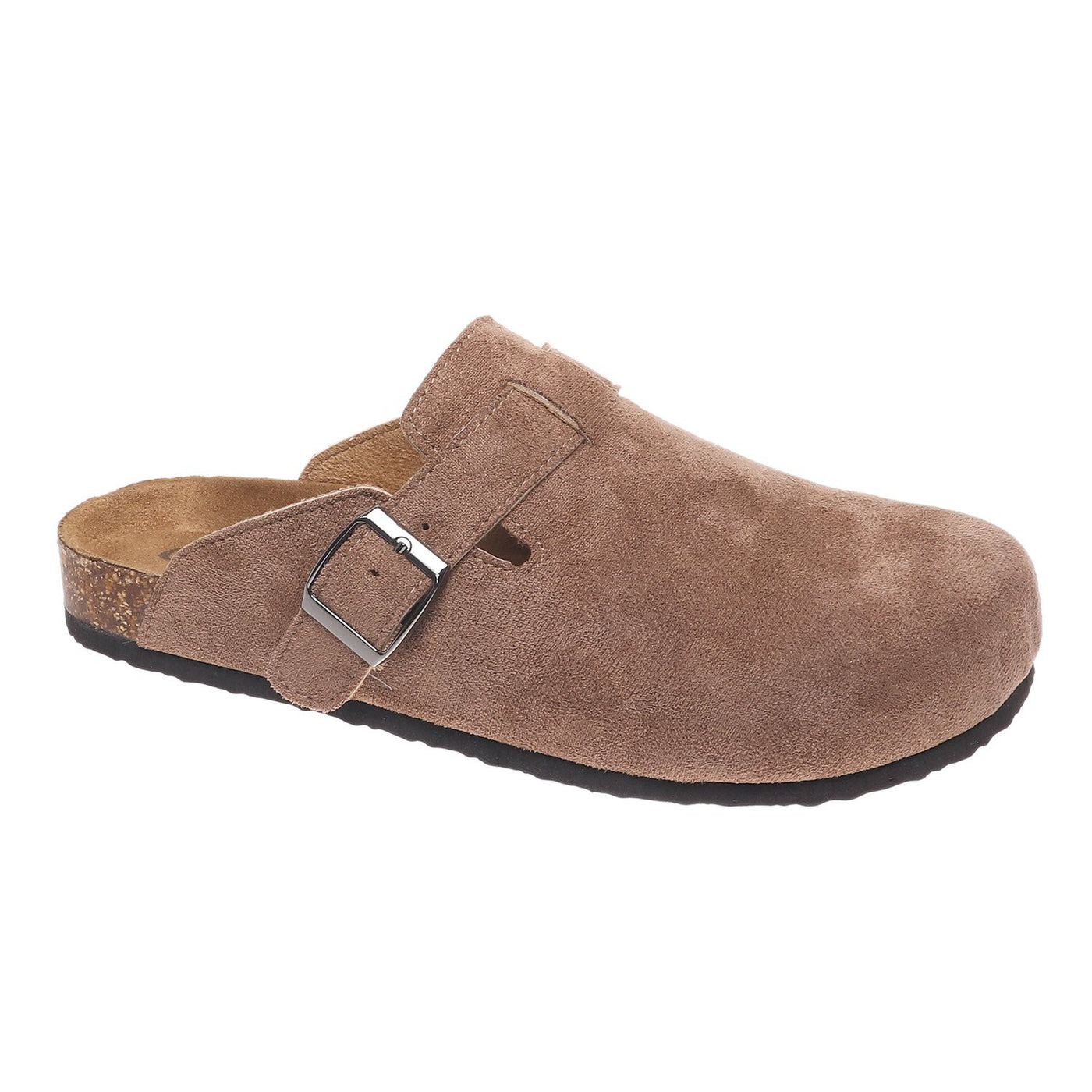 Taupe Suede Slip On Clogs