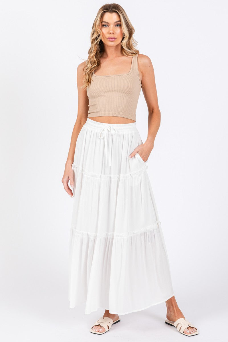 Ivory Tiered Maxi Skirt