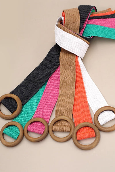 Woven White Stretch Belt